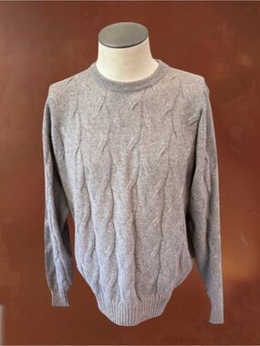 Tuttle Golf Collection 100% Cashmere Braided Grey Sweater Large Scotland